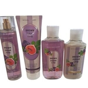 Bath & Body Works Women's Brown Sugar & Fig 4pcs Body Mist Cream Wash Lotion